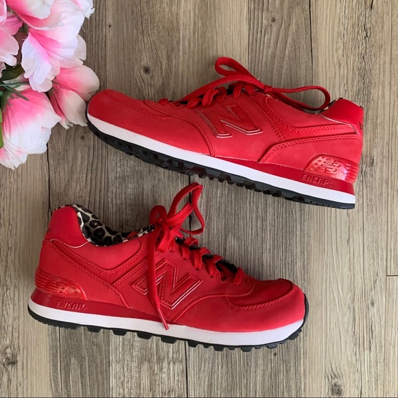 New Balance Shoes - New Balance 574 Red Leopard Sneakers